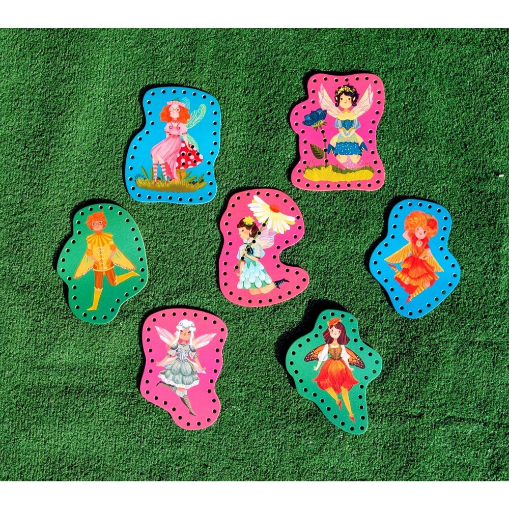 Fantastical Fairies Kids 7-Piece Lacing Sewing Chronicle Books Cards Set Lot EUC